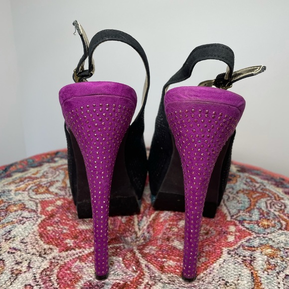 Groovy Platform Tri-Color Pumps with Rhinestones - Picture 3 of 6